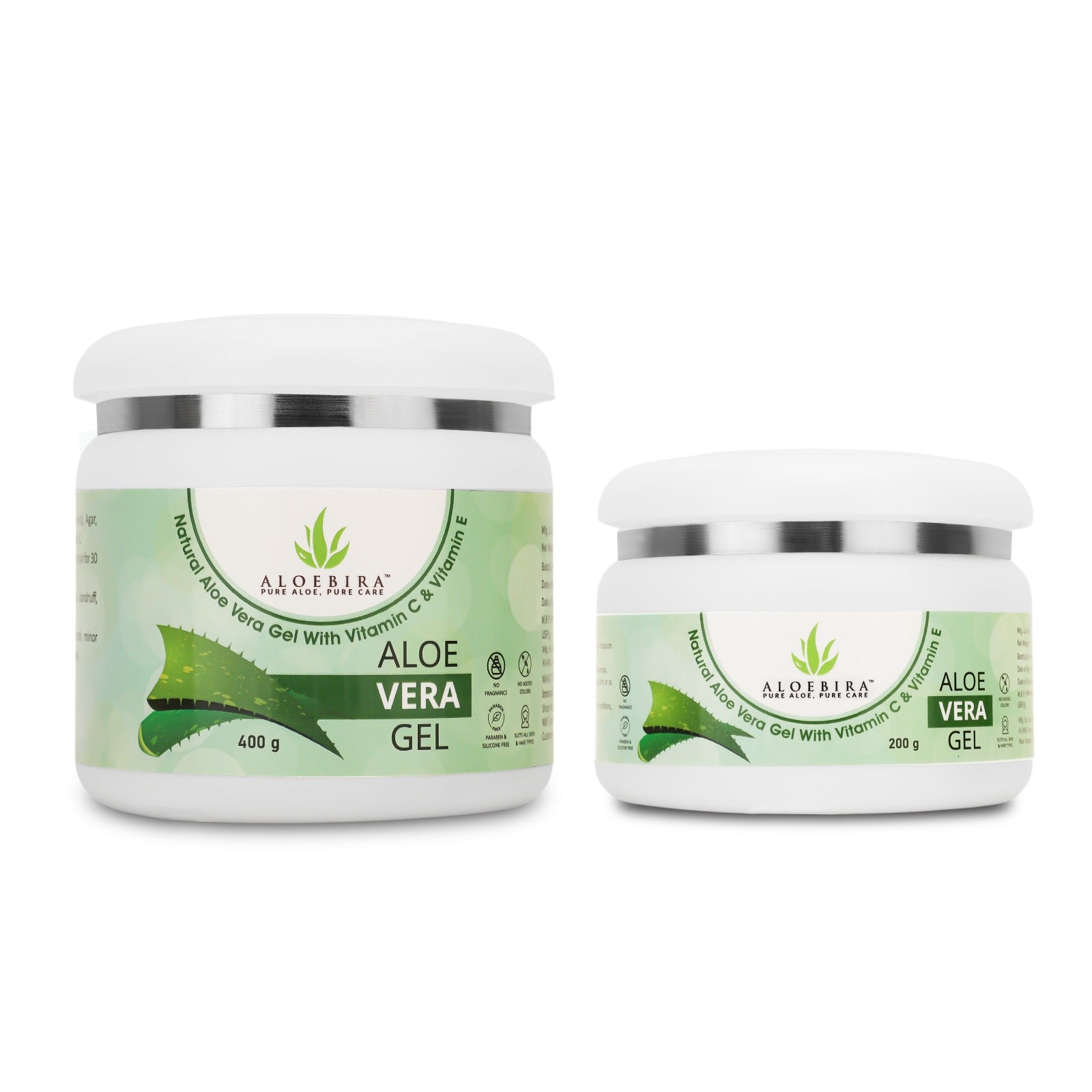 Natural Aloe Vera Gel 600g (400g & 200g) | With Vitamin C & E | Hydrates, Moisturizes & Soothes Irritated Skin | Pure & Natural Aloe Vera Gel for Face, Acne, Scars, Dark Circles & Sunburn Combo