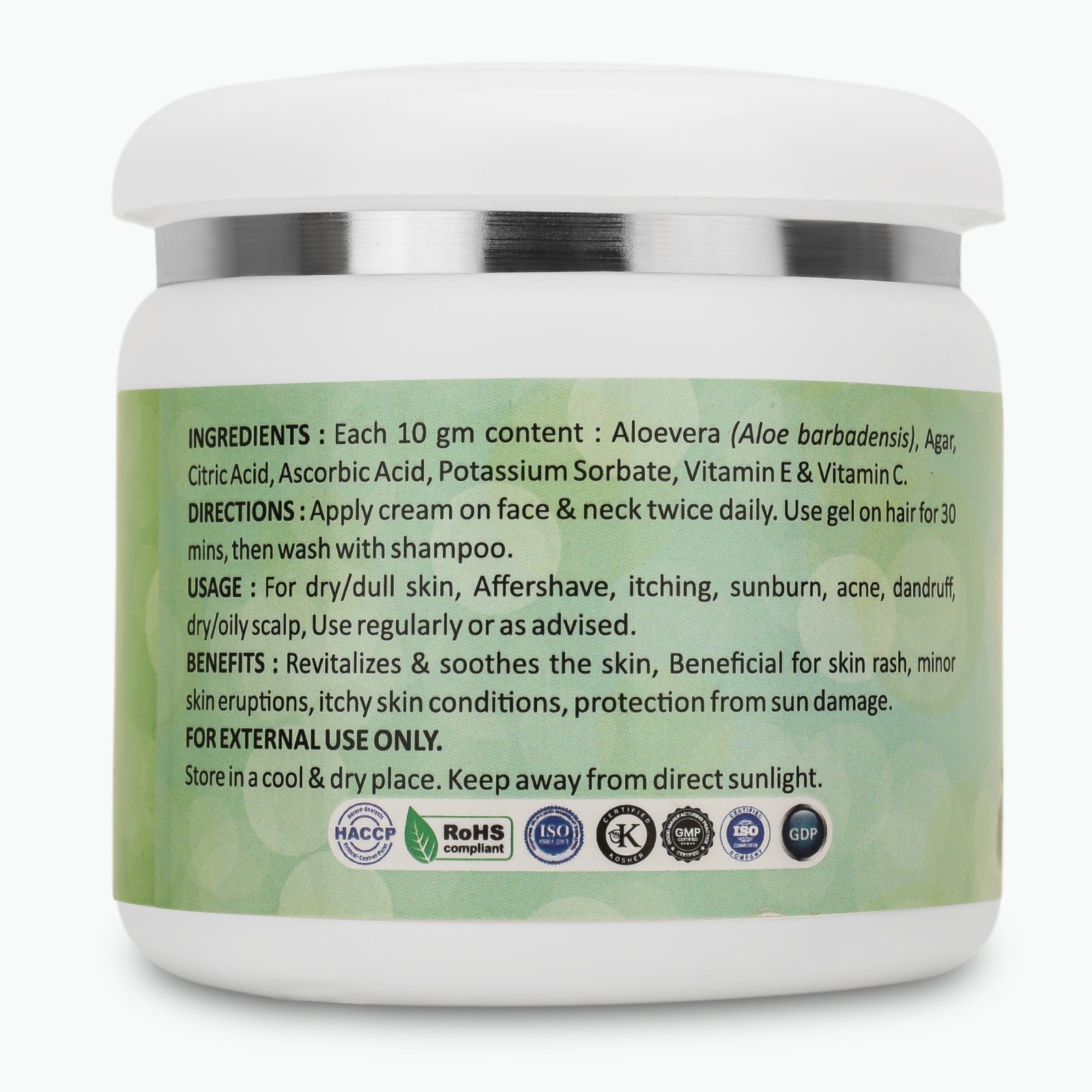 AloeBira Natural Aloe Vera Gel | with Vitamin C & E | Hydrates, Moisturizes & Soothes Irritated Skin | Pure & Natural Aloe Vera Gel for Face, Acne, Scars, Dark Circles & Sunburn (400 g)